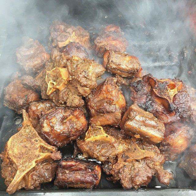 Grilled smoked oxtails