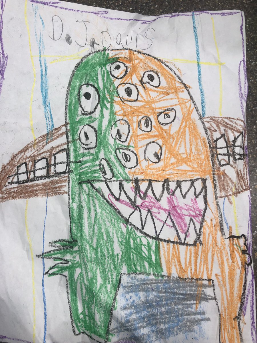 sean_haley's tweet photo. @13kDeejay My 6 year old made this picture of you. I asked why you were a monster and he said “because DeeJay is a monster on the field! #GoCanes https://t.co/zVQkJ0F5F7