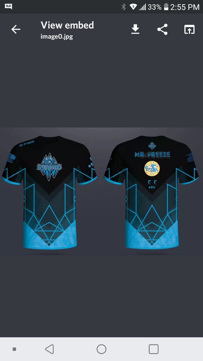 how long would it take someone to make ten of these with ten different logos.  Same team logo. With the other individual logos and a sponsor logo.  @ICESQUADTEAM. @customink @JerseyShore @GoatJerseys @OGJerseys @ProJersey_ @InkDesigns #dreamhack2019 #eSports @GFXCoach @IconRTs