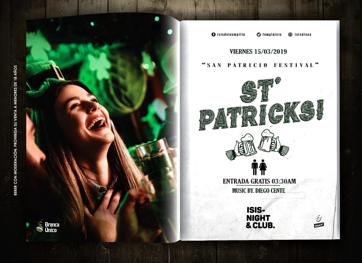 IrustaMaga's tweet photo. |VIERNES 15|-ISIS NIGHT&amp;CLUB.SAN PATRICIO 🇨🇮🍺> #StPatricks #FiestaVerde  (TODOS FREE HASTA LAS 03.30🕺💃)➡️2X1 Cerveza ➡️Vení de #Verde cerveza de regalo/Músic By Diego Cente⚠️Importante asistir con👉D.N.I+15/#NewLook>Trafic toda la zona<(inbox) #Isis #TemploIsis #ElClubDeLaZona https://t.co/HQw4PFHrw8