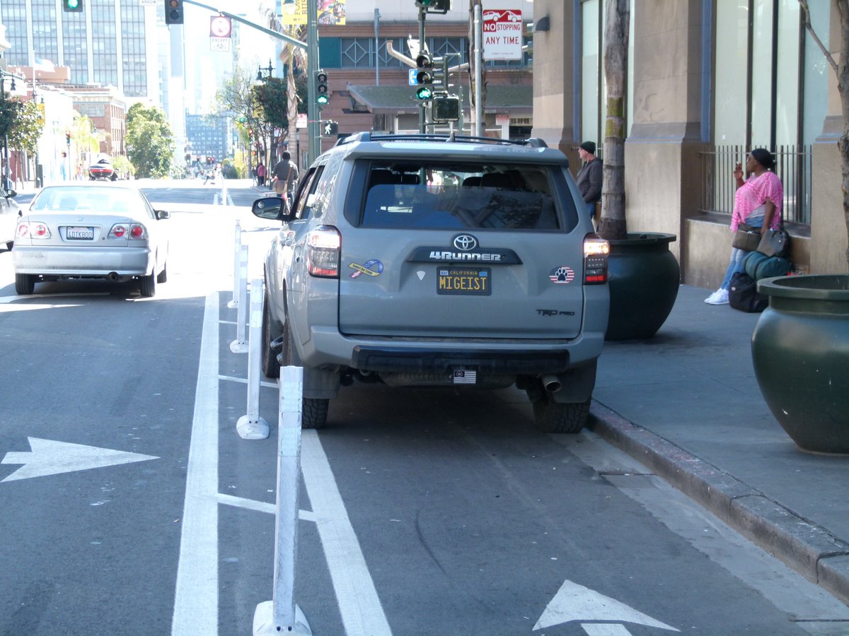 There are also a few post-protected blocks southbound/downhill. I didn't measure those but they looked a little narrower. Didn't stop this guy tho. ¯\\_(ツ)_/¯