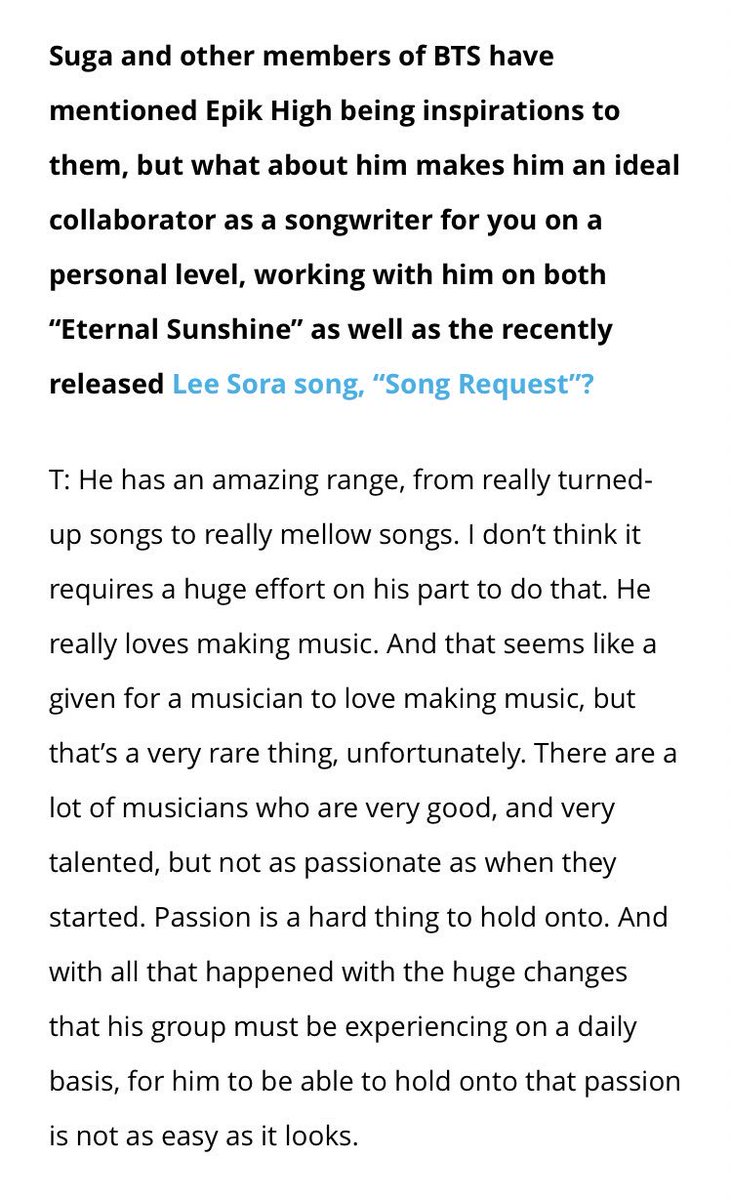 recently in a billboard interview, tablo talked about his collab and relationship with yoongi. it just makes me so emotional hearing tablo--someone yoongi looks up to--talk about how much he respects yoongi as an artist.here's the full post:  https://blbrd.cm/WzUP5f&nbsp;