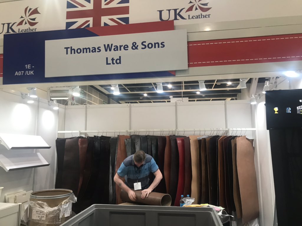 Leather_UK's tweet photo. Work is wellunderway setting up the UK contingent for the opening of @APLFHK tomorrow...whilst outside the sun shines on a hot and sunny Hong Kong! Wishing all exhibitors and event organisers a productive and successful show. https://t.co/iLrKnWd2VL