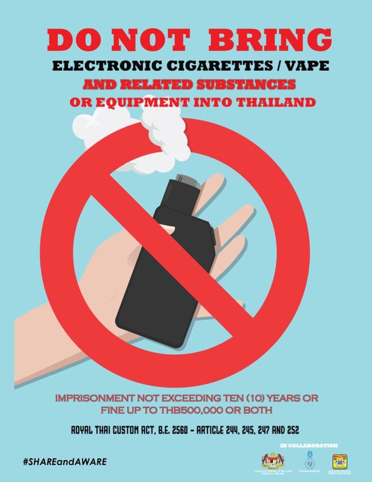 RTM_Malaysia's tweet photo. Menghisap rokok elektronik atau vape - Penjara tidak lebih 10 tahun atau denda THB500,000 (RM64,000).

Merokok di pantai popular - Penjara tidak lebih setahun atau denda THB100,000 (RM12,800) atau kedua-duanya.

https://t.co/C14SagU7r7

#RestartNow #JomQuit https://t.co/xYmqCDkg3E