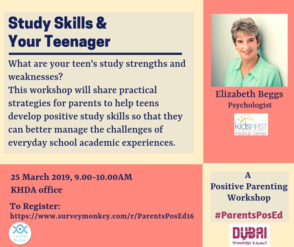 KHDA's tweet photo. Do you want to support your teen during exams? Our parent workshop will teach you how study skills can improve your teen’s chances of academic success.
Monday 25 Mar 9AM. Free workshop. Register here: https://t.co/YXfp1Ne0bj #ParentsPosEd https://t.co/7qgmWvve9k