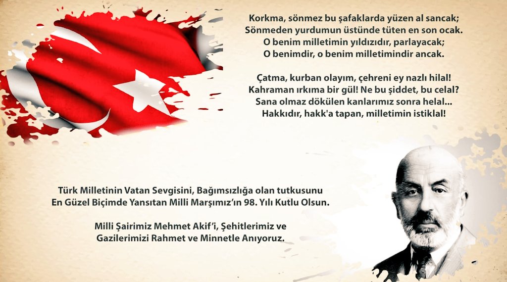 sozyasidergi's tweet photo. Bugün 12 Mart,
Bugün İstiklal Mar��ımız 98 yaşında
Kutlu Olsun! 
#MehmetAkifErsoy https://t.co/MZ7tZ9jn7x