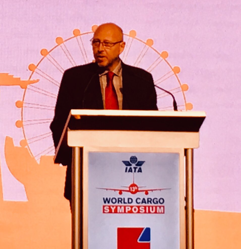 michael_r_white's tweet photo. IATA Head of Cargo Glyn Hughes opens #IATAWCS 2019 and offers a moment of silence for the crews and passengers of #atlasair3591 and #Ethopian409 @CNS_Corp https://t.co/qqtvXeLfFh