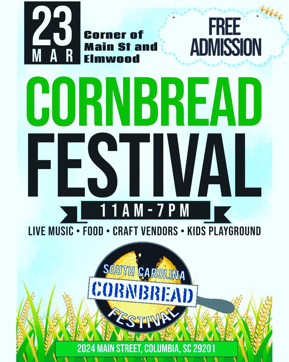 Earlewood's tweet photo. Hey! Guess what?! The CORNBREAD Festival is less than two weeks away, just a few blocks from our neighborhood! Mark those calendars and get those appetites ready! #cornbreademojineeded #cornbreadfestival #earlewood https://t.co/2ULzKZp5La