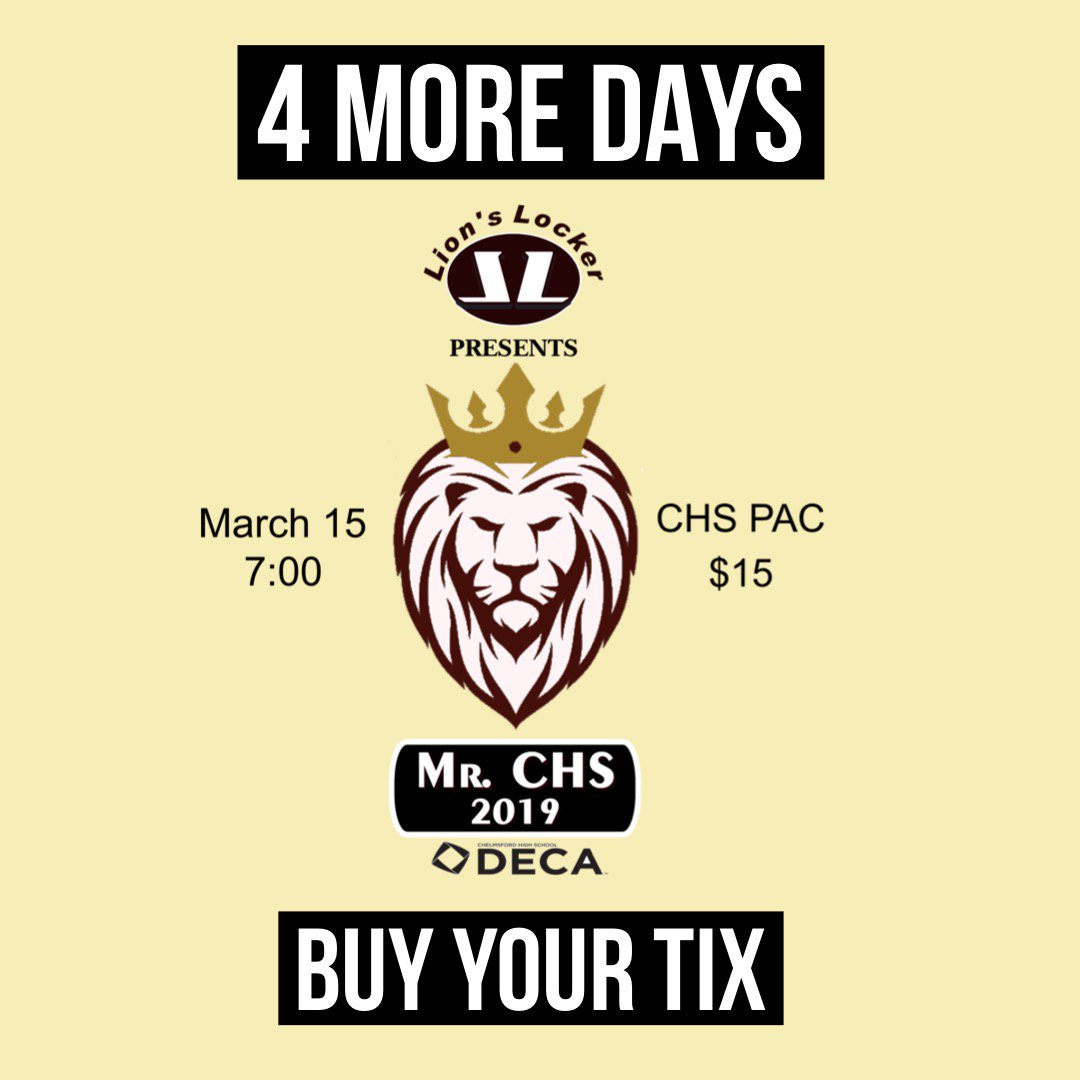 Mr CHS 2019 is this Friday. Tickets are available online or at all lunches.  Don’t miss out!!  ow.ly/SGHB30o0zut
