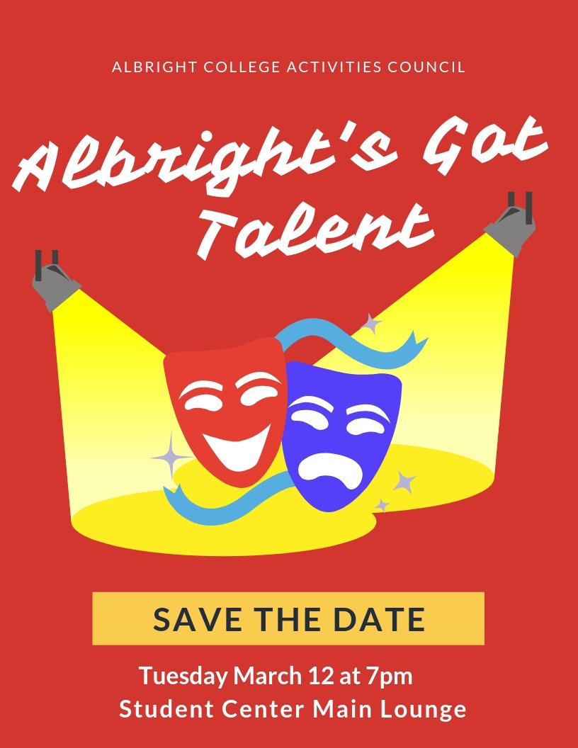 _ACsquared_'s tweet image. Albright's Got Talent #TOMORROW night in the Campus Center at 7pm! Celebrate your peers talents while eating popcorn!
