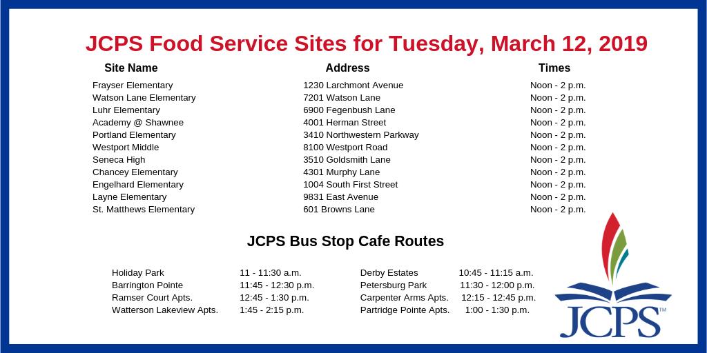 JCPS on Twitter "In addition to multiple Bus Stop Café routes tomorrow