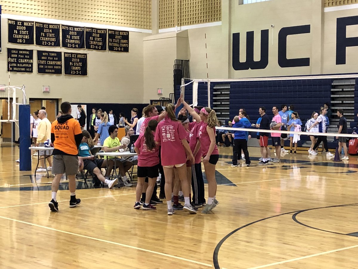 SpiketheRock1's tweet photo. Another successful Spike the Rock tournament!  Final 4 will be played on Wednesday in front of the entire school!  #BringingHopeHome #Rustin https://t.co/6YiNUp9Vif