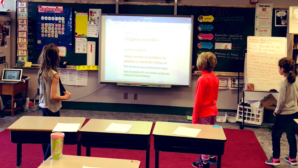 ElenaCCaceres's tweet photo. When students literally stop in their tracks when engaged w/ rigorous math questions. Here’s the answer... what’s the question? #math #EPMath #SpanishImmersion #rigor @koryrojas https://t.co/hD5IHVON5r