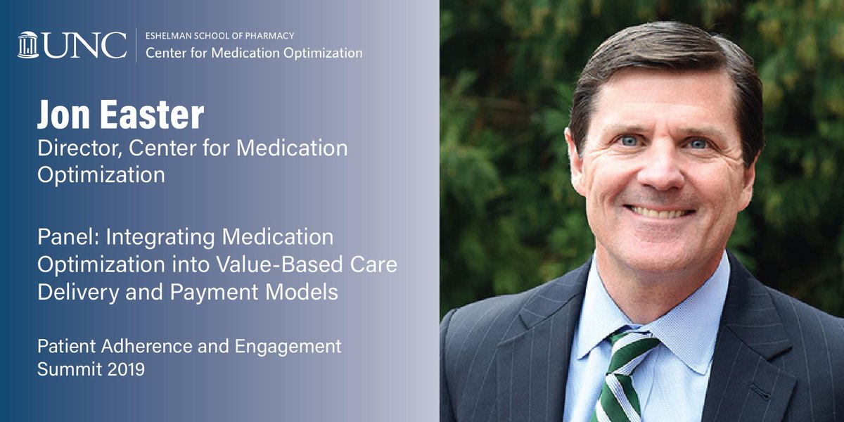 unc_pace's tweet photo. Join CMO Director, Jon Easter, bright and early as he speaks as a panelist at the @WorldCongress Patient Adherence and Engagement Summit on March 12 @ 8:45am. Stay tuned for a riveting talk about value! #medicationoptimization #patientaccess @EasterJon @UNCPharmacy https://t.co/PX9FK6kb2X