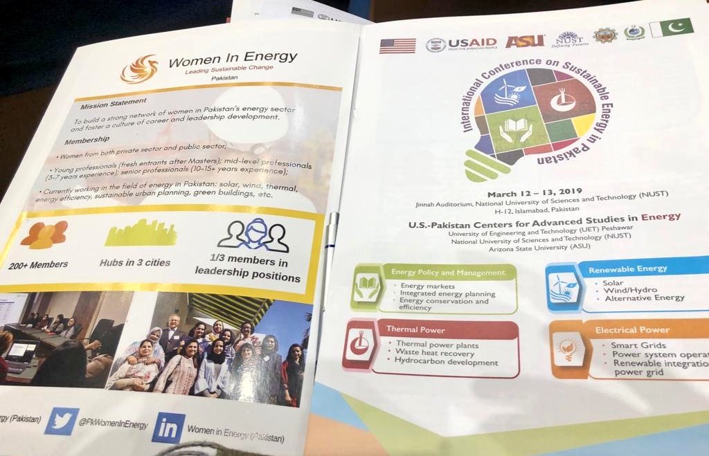 PkWomenInEnergy's tweet photo. We are at the "International Conference on Sustainable Energy in Pakistan" happening in @Official_NUST with #USPCASE in Islamabad. Have you spotted our flyer in your conference pack yet? 😏 https://t.co/vMjaZJwEcQ