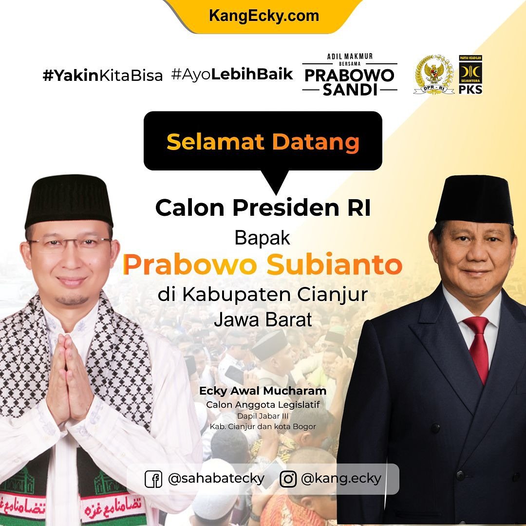 Selamat datang Calon Presiden Republik Indonesia, Prabowo Subianto, di Kabupaten Cianjur. Masyarakat Cianjur siap memenangkan pemilu 2019. Bismillah

#PrabowoTheNextLeader