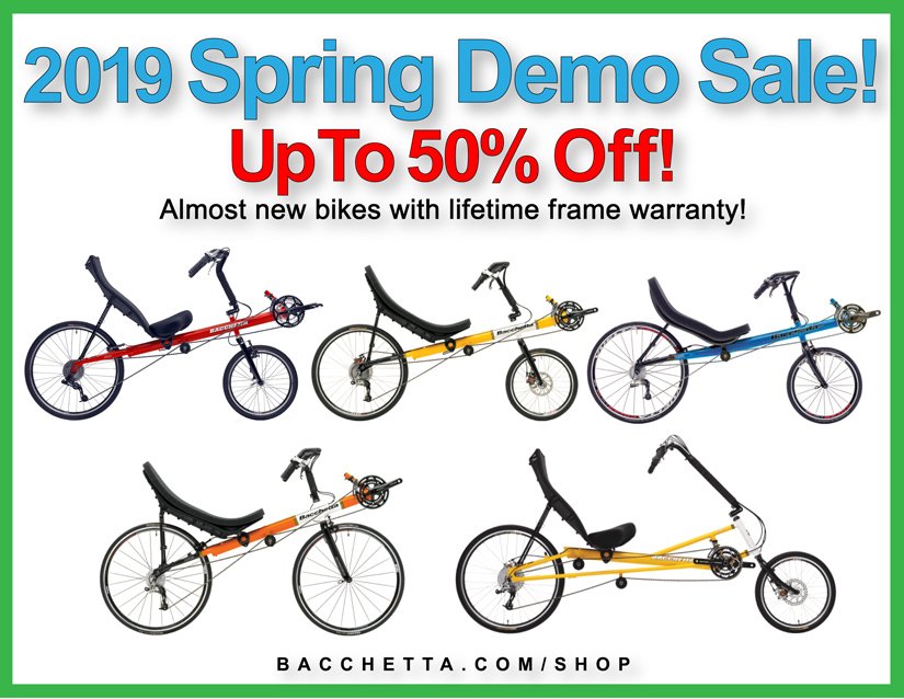 BacchettaBikes's tweet photo. SPRING BACCHETTA DEMO SALE.  UP TO 50% OFF!  
These are not going to last long! https://t.co/vXaCq3E4wq