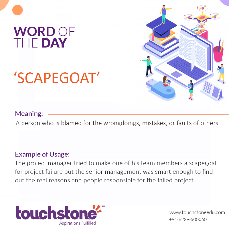 Touchstone Edu Word Of The Day Scapegoat Meaning A Person Who Is Blamed For The Wrongdoings Mistakes Or Faults Of Others Ielts Ieltspreparation Learn English India Studyvisa Celpip Cdielts Celpiptest Touchstone Edu Word Of The Day Scapegoat Meaning A Person Who Is Blamed For The Wrongdoings Mistakes Or Faults Of Others Ielts Ieltspreparation Learn English India Studyvisa Celpip Cdielts Celpiptest