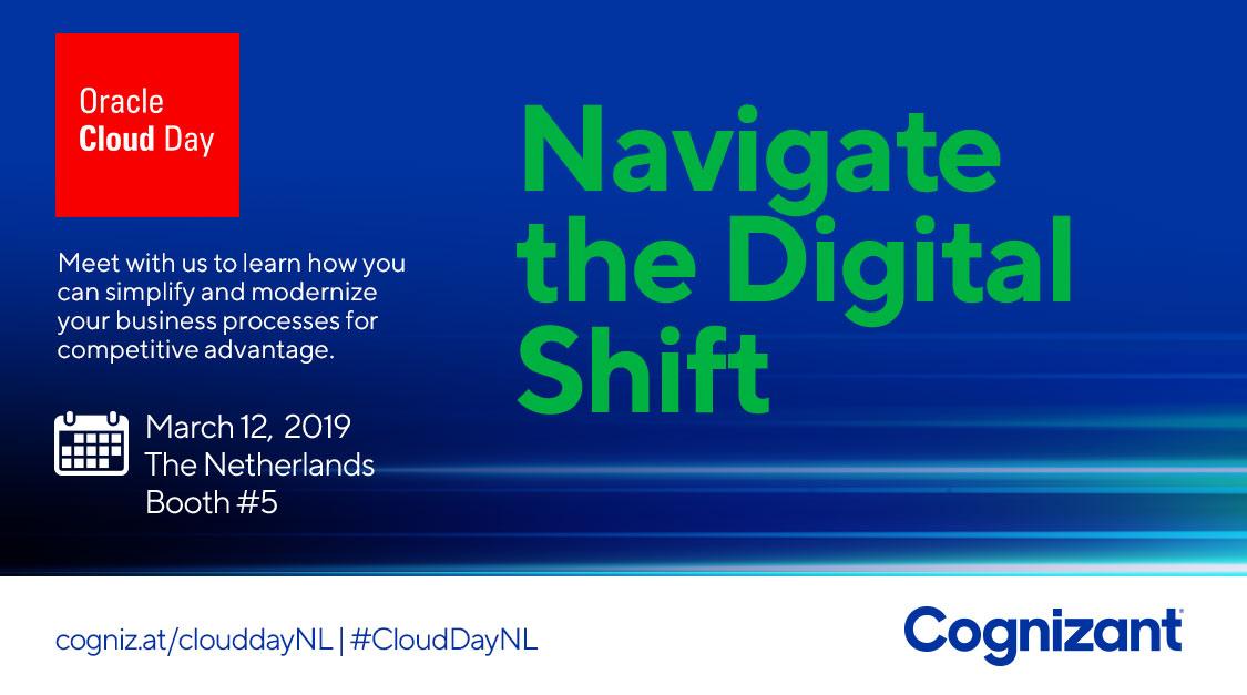 CognizantEvents's tweet photo. #CloudDayNL starts today! Meet @Cognizant experts at booth # 5 to hear how weβre helping our clients accelerate their business through #cloud https://t.co/08mEmnS3dc https://t.co/DnmYXR3PK0