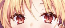 1girl solo blonde hair red eyes looking at viewer close-up bangs  illustration images