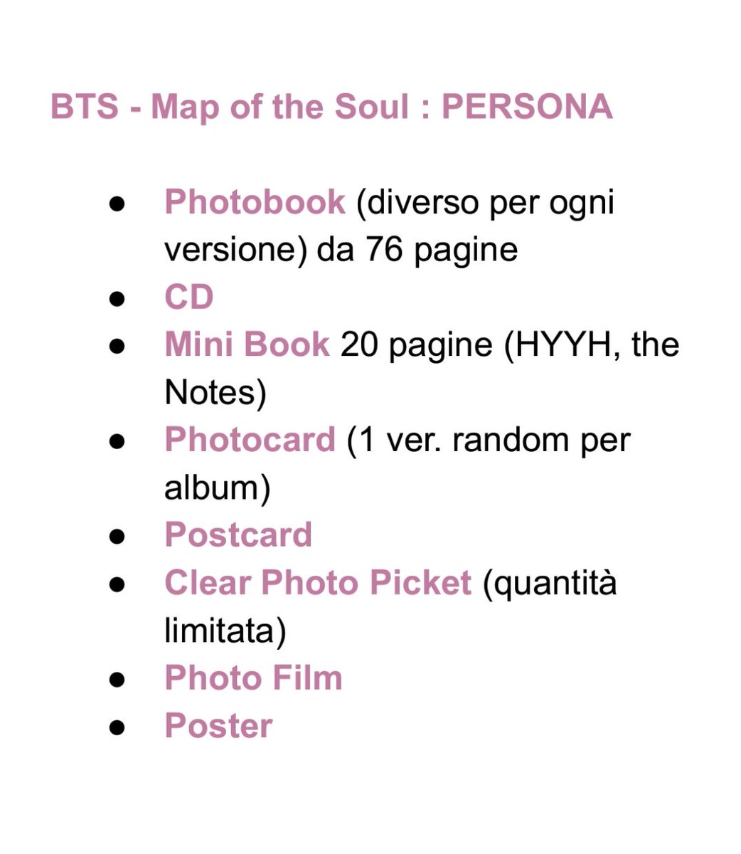 BTSItalia_twt's tweet photo. ❗#BTS (@BTS_twt) MAP OF THE SOUL : PERSONA 

▪️Pre-order 13 marzo KST
▪️Uscita 12 aprile KST
▪️4 versioni 
▪️In vendita nei soliti negozi online ed offline es. BH Shop, Amazon, etc (🔜 link) 

🔗https://t.co/cZZjGfcu4S
#MapOfTheSoulPersona
#BTSisCOMING 

Contenuti 👇 https://t.co/0v6KIpOvI5