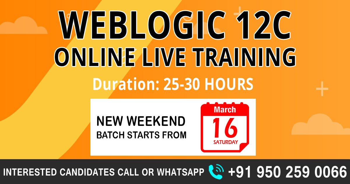 svrtechnologie's tweet image. WEBLOGIC 12C - New Weekend Batch Starts From March-16
Course Duration: 25-30 H
Call: +91 950 259 0066
Demo: bit.ly/2Tz3oXp

Features:
&amp;gt; Experienced Faculty
&amp;gt; With Real-time Scenarios
&amp;gt; Life-time Video Access

#OracleWeblogic12cTraining #weblogictraining #svrtechnologies
