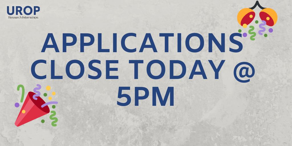 UniRdg_UROP's tweet photo. Final warning, applications close @ 5pm! It's your last chance to get involved with a UROP placement 2019 🎉 https://t.co/6MMNgvUAai