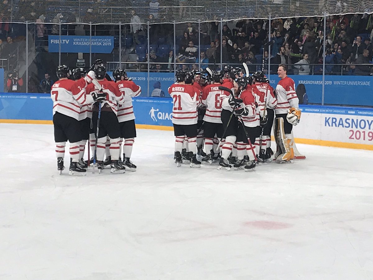 USPORTSIntl's tweet photo. What a game!

🇨🇦 wins 16th men’s hockey medal in 17 appearances at Winter Universiades

Congrats on the 🥉medal! https://t.co/7fehjuV1gT