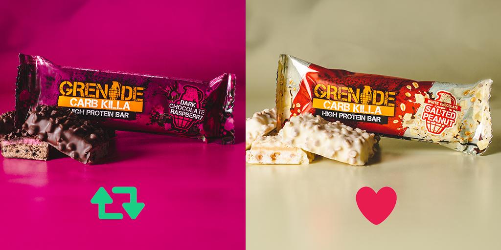 grenadeofficial's tweet photo. The choice is yours ๐๐ค #CarbKilla #SnackingRevolution #YouGotThis https://t.co/Hn9HOVik46
