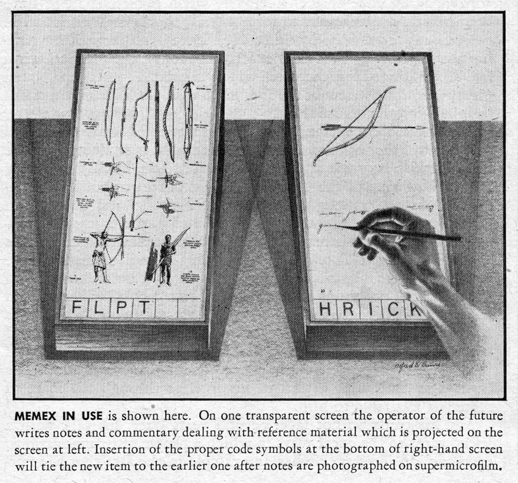 marcmonticelli's tweet photo. #web30 #LeSaviezVous Les hyperliens ont été imaginé par Vannevar Bush en 1945 dans son article "As we may Think" à propos du #Memex, une machine pour saisir, lire et consulter des infos à distance #DigitalHistory. L'article originale dans Life est consultable à l'#OctopusGallery https://t.co/sIrJg0Xi8V