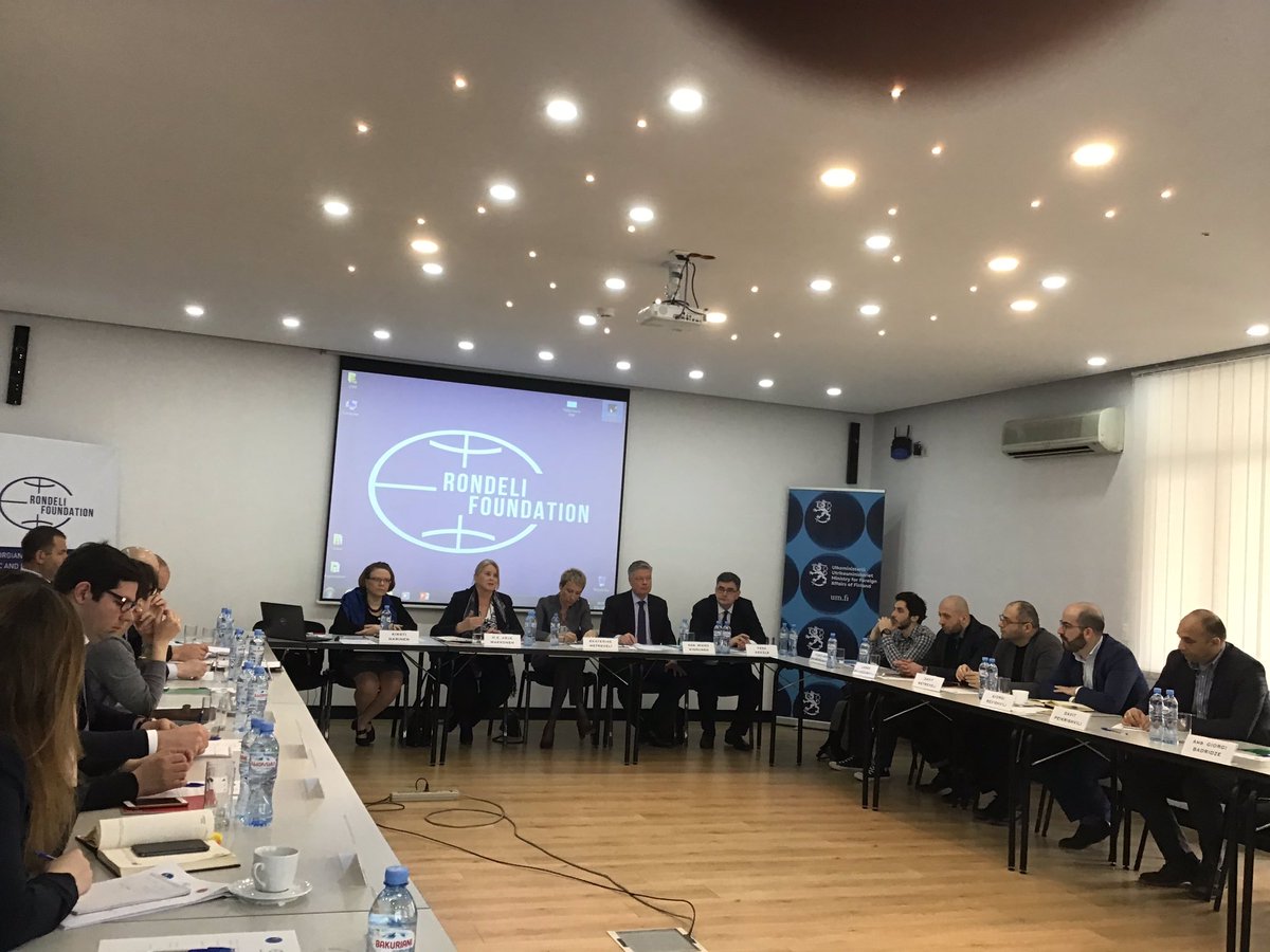 parkkinen_t's tweet photo. Interesting discussions on countering hybrid threats with Georgian stakeholders in Tbilisi at #GFSIS. @Ulkoministerio #hybrid #disinformation #HybridCoe #Georgia https://t.co/TLAObFIwHy