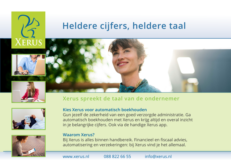 Altijd en actueel overzicht in je belangrijke cijfers? Bij Xerus kan je gemakkelijk automatisch boekhouden met persoonlijk advies.