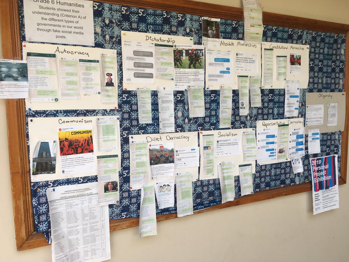 LCSGhanaMS's tweet photo. Grade 6 Humanities students show their understanding (Criterion A) of the different types of governments in our world through fake social media posts. #LCSLeads #LCSroar https://t.co/tfMNtlsrbF