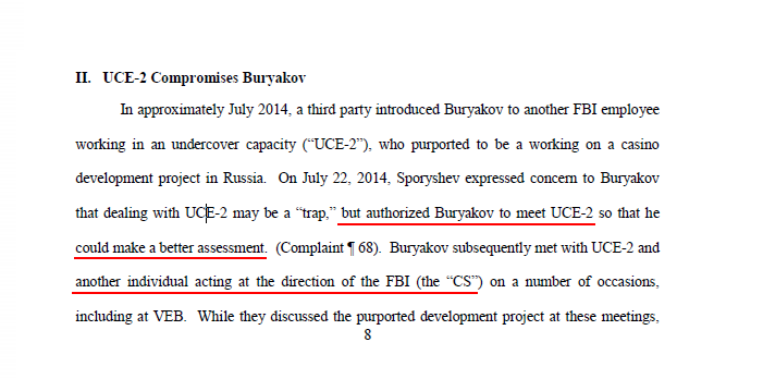157) In 2016 doc (Trump is nominee) all reference to “wealthy investor” or fact the UCE is working “as representative” of Associate is gone. In 2015, the “Associate” is the *reason* Buryakov’s handler tells him to proceed despite smelling a trap. In 2016? Barely an "individual".