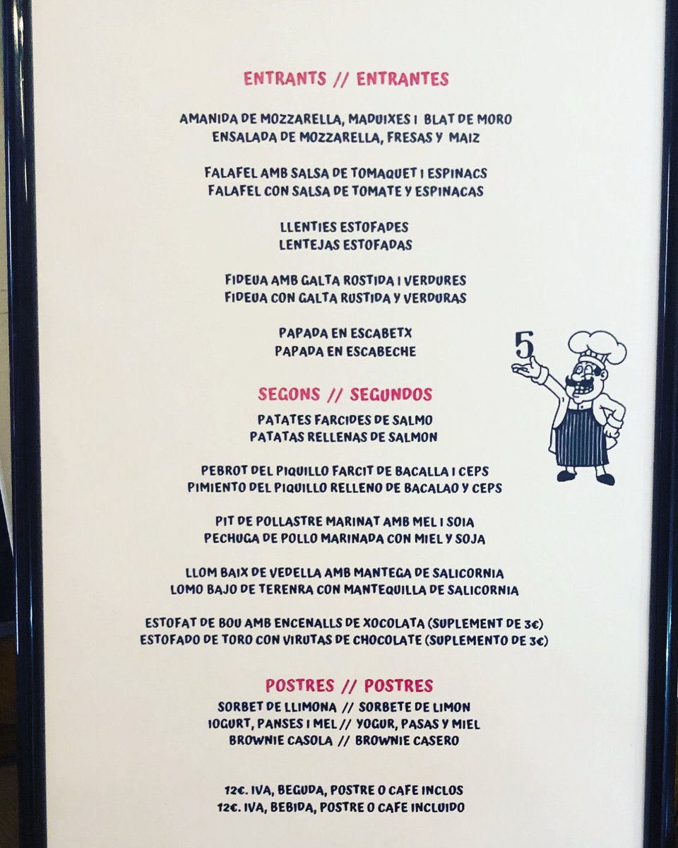 Menú para hoy martes #telefono #934666473  #restaurant #cinc #santacolomadegramenet #foodie #foodporn #food #restaurante #buenacocina #comer #menjar #gastronomia #santacoloma #yummy #grameneturismo #restaurant #cinc #SantaColomaGastronomica #picoftheday