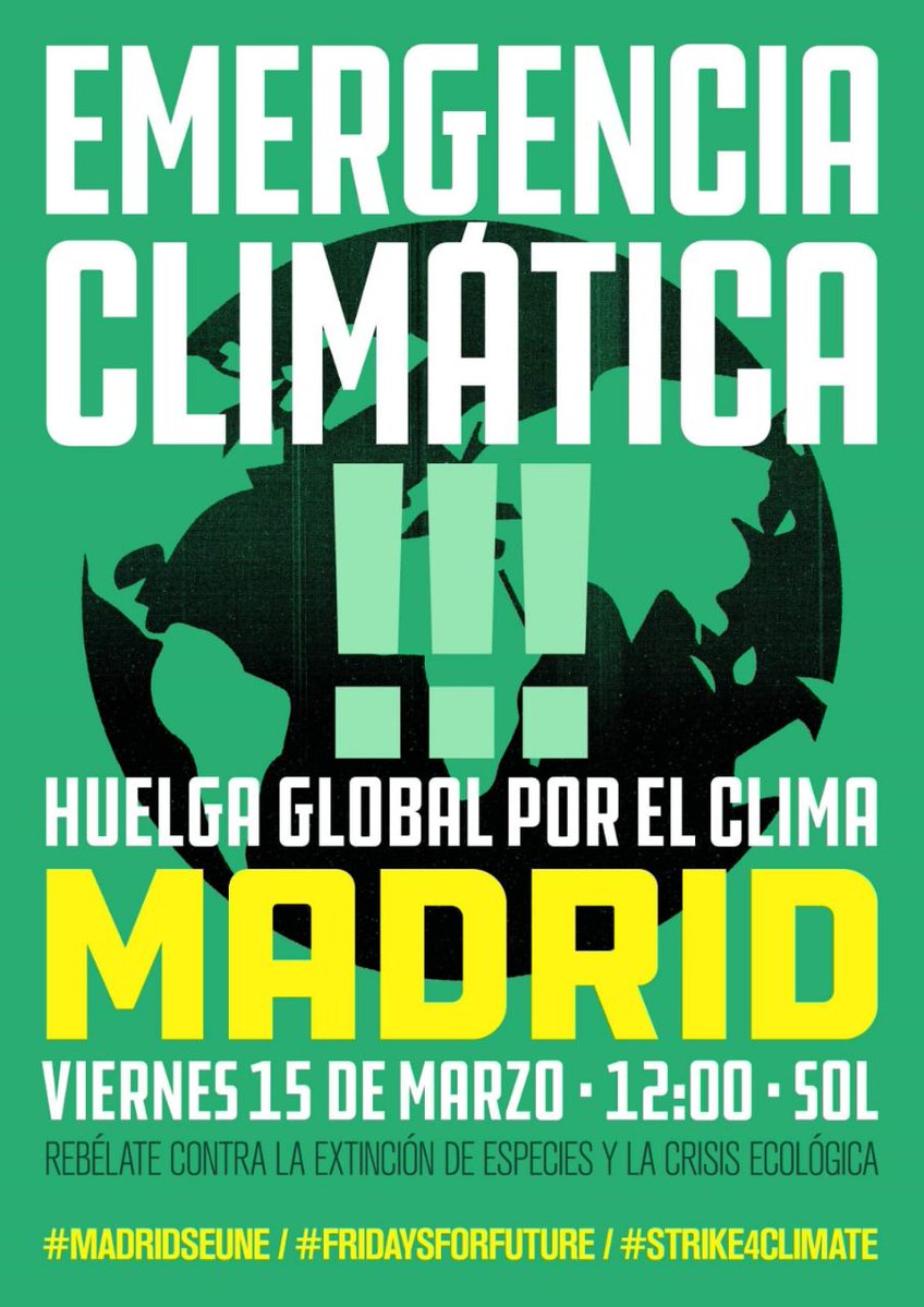 La @CatedraUnescoJS en Ed. para la Justicia Social , con el grupo de inv. GinTRANS^2, organiza la Jornada “15M: una huelga internacional contra el cambio climático”.  13 de marzo, 14 h., en @FyL_UAM
 
 #15mclimático #madridseune #FridaysForFuture #ClimateStrike #strike4climate