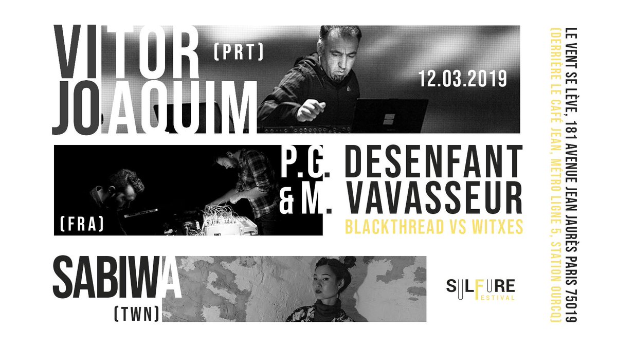 indierockmag's tweet photo. La 2e soirée du Sulfure Festival avec @vitorjoaquim, @blackthreadband vs. @witxes et Sabiwa @Chinabot_ c'est ce soir!

VENEZ NOMBREUX! (franchement le genre de soirée mélangeuse et 100% inédite qu'on voit pas souvent à Paris en matière d'électronique et d'ambient)

10e sur place. https://t.co/yBXLECO8LY