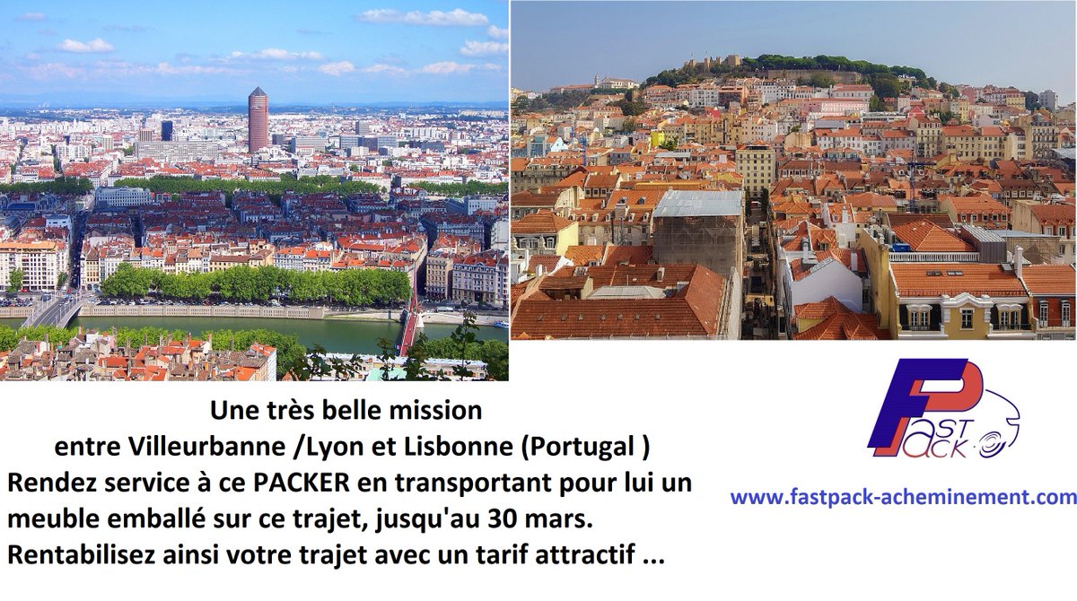 Une mission qui dépasse les frontières de la France pour aller jusqu'au Portugal 
Si vous connaissez quelqu'un qui va voyager sur ce trajet, parlez lui de FAST PACK
Un Artisan, un Commerçant, un Particulier 
Une simple inscription sur le site pour rentrer en contact avec lui