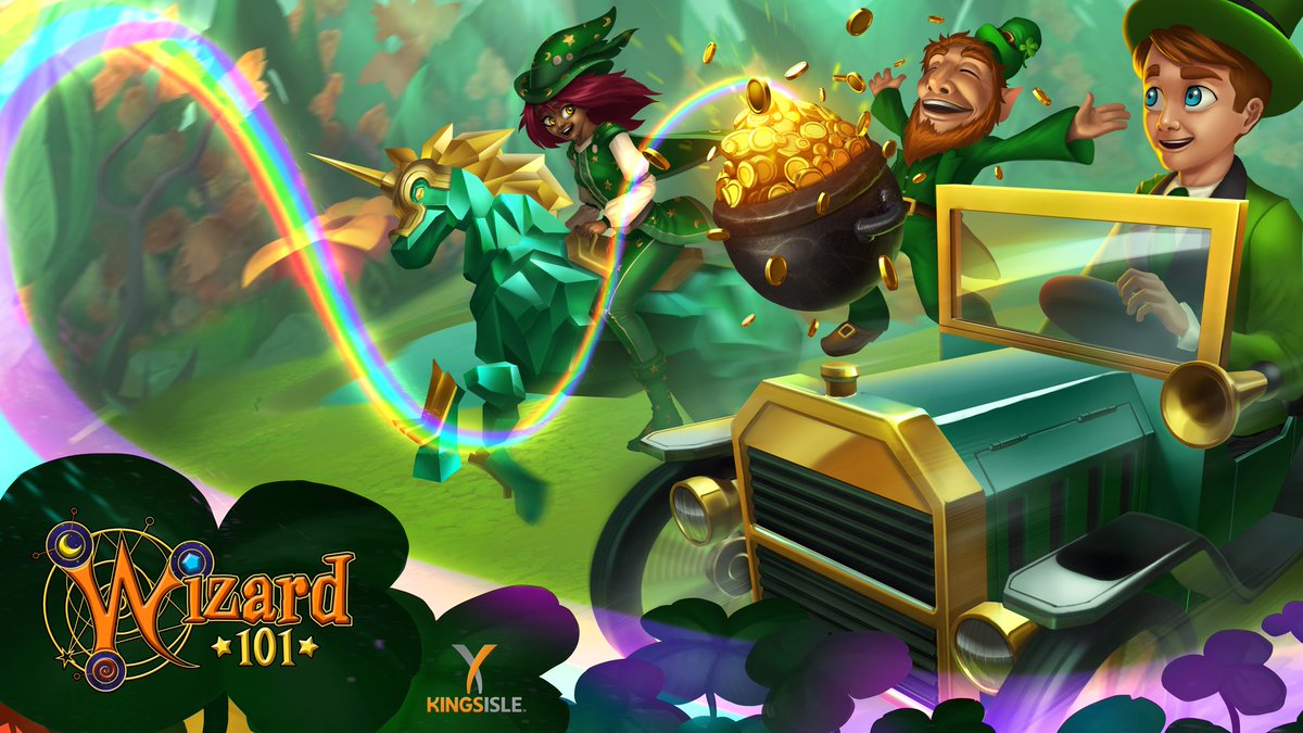 AdamRoush2's tweet photo. Hope y'all like green! New wallpaper I painted for #Wizard101 for #StPatricksDay #KingsIsleEntertainment https://t.co/R0ztwkuu69
