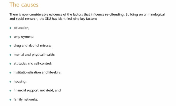 SEU Report 2002 said there was ‘considerable evidence’ that nine factors influence re-offending. 17 yrs on, do we have a good enough handle on these issues? #ReducingReoffending