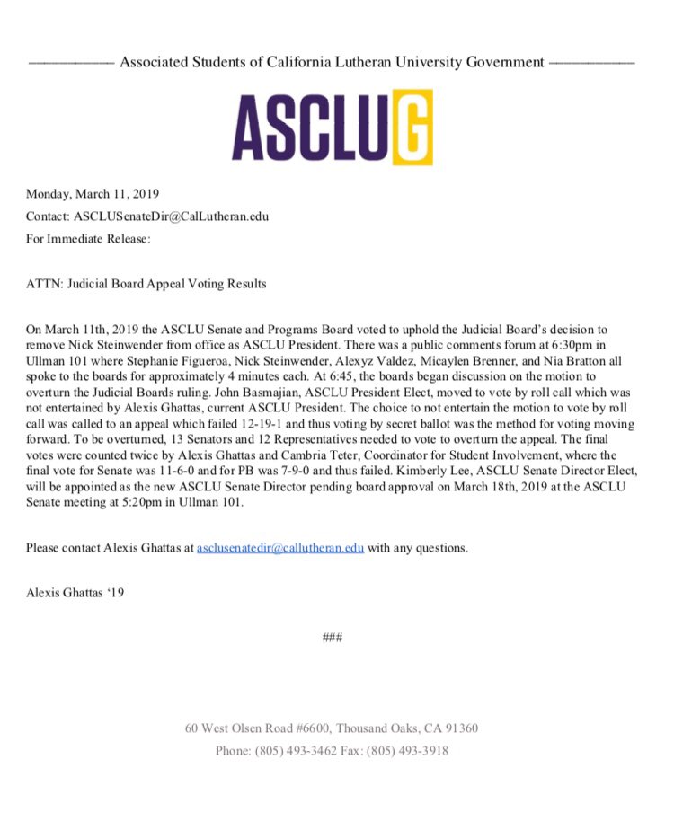 Statement regarding the Judicial Board appeal voting results