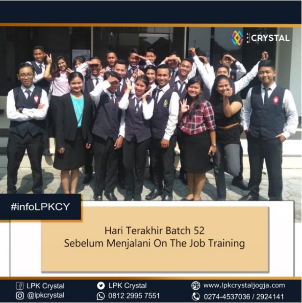 LpkCrystal's tweet photo. #infoLPKCY 
Hari Terakhir Batch 53 sebelum On The Job Training nihh ...!!!
Good Luck ya !!

#sekolahperhotelan #sekolahkapalPesiar #lpkcrystal #lpkcrystaljogja https://t.co/Mr5jyNJqfN