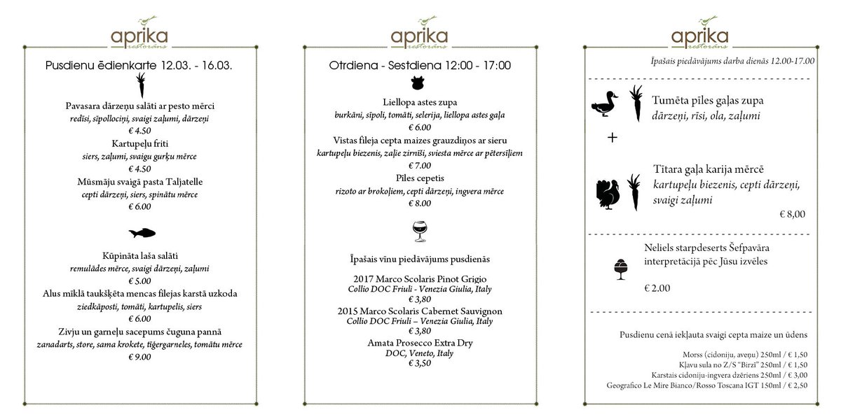 Labrīt, labdien! Šīsnedēļas pusdienu ēdienkarte!

aprikarestorans.lv +371 29533523
#aprikarestorāns #pusdienas