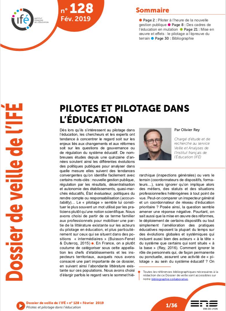 educIFE's tweet photo. "Pilotes et pilotage dans l'éducation",  le dossier de veille #IFE rédigé par @olivier_rey  s'intéresse aux inspecteurs, aux directions d'établissement &amp; aux pilotes de terrain qui jouent un rôle clé dans le déploiement des politiques éducatives. https://t.co/vxKqDg7xla https://t.co/K0hxUrHJRU