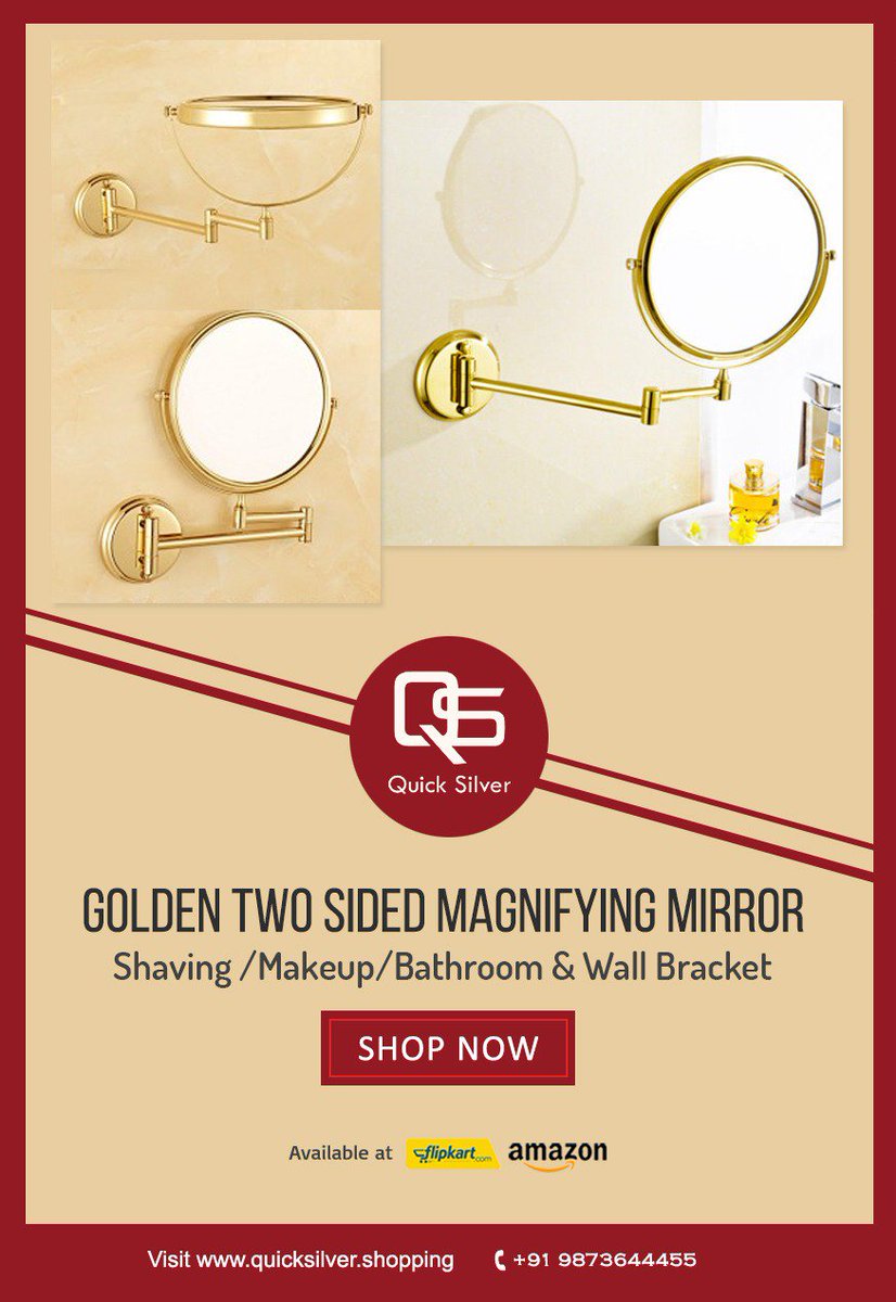 Quick_SilverInd's tweet photo. Golden Two Sided Magnifying Mirror
Shaving/ Makeup/ Bathroom &amp; Wall Bracket
Shop Now:👉 https://t.co/ErNQKSaOh0
Call us at 👉 9873644455
#Quicksilver #bathroom #Mirror #Doublemirror #accessories #bathroomaccessories #homeAccessories https://t.co/7tKmuscKIT