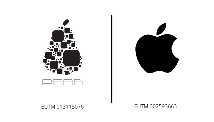 EU_IPO's tweet photo. In T-215/17 the GC takes a bite out of #Apple, annulling the BoA’s decision by finding insufficient similarity between the following pear mark and the iconic apple logo for the former to take unfair advantage of, or ‘mock’, the latter’s repute. 🔎https://t.co/mdJ7UhZTaI https://t.co/JEUxM0VUXA