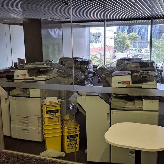 ameel's tweet image. Guess what this room with all the wrapped multifunction printers is called? Yes, it&apos;s room 01.020, the &apos;Multi-function Room&apos; :) #golfclap #busecomelb @busecomelb @unimelb