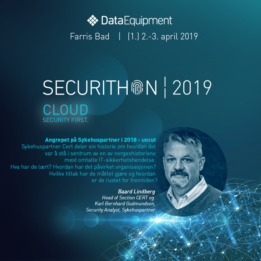 DataEquipment's tweet photo. Hør GøranTømte, CISO i Data Equipment, fortelle hvorfor han mener man bør delta på Securithon 2019 - CLOUD. Security First.
https://t.co/ldfeVHSXy5 https://t.co/IX97igOCv3