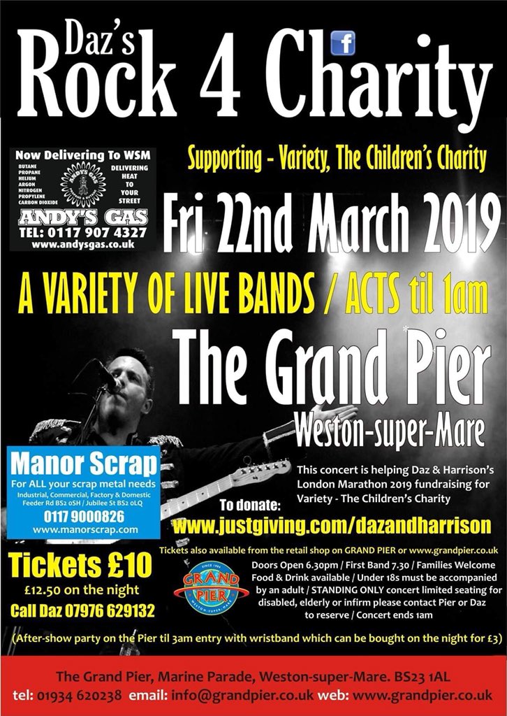 Please come along and enjoy an awesome night of music whilst helping charity 💕 please share RT <a href="/WSMERCURY/">Weston, Worle & Somerset Mercury</a> <a href="/visitweston/">Visit Weston-super-Mare</a> <a href="/WestonSMare/">Weston-super-Mare</a> @WestonsuperMum <a href="/RockItBristol/">Rock-It Bristol</a> <a href="/whatsonbristol/">Whats on Bristol</a> <a href="/BS_Music_Live/">Bristol Music Live</a> <a href="/VisitBristol/">Visit Bristol</a> <a href="/dazdazzle/">Darren Sims BEM (Daz)</a>