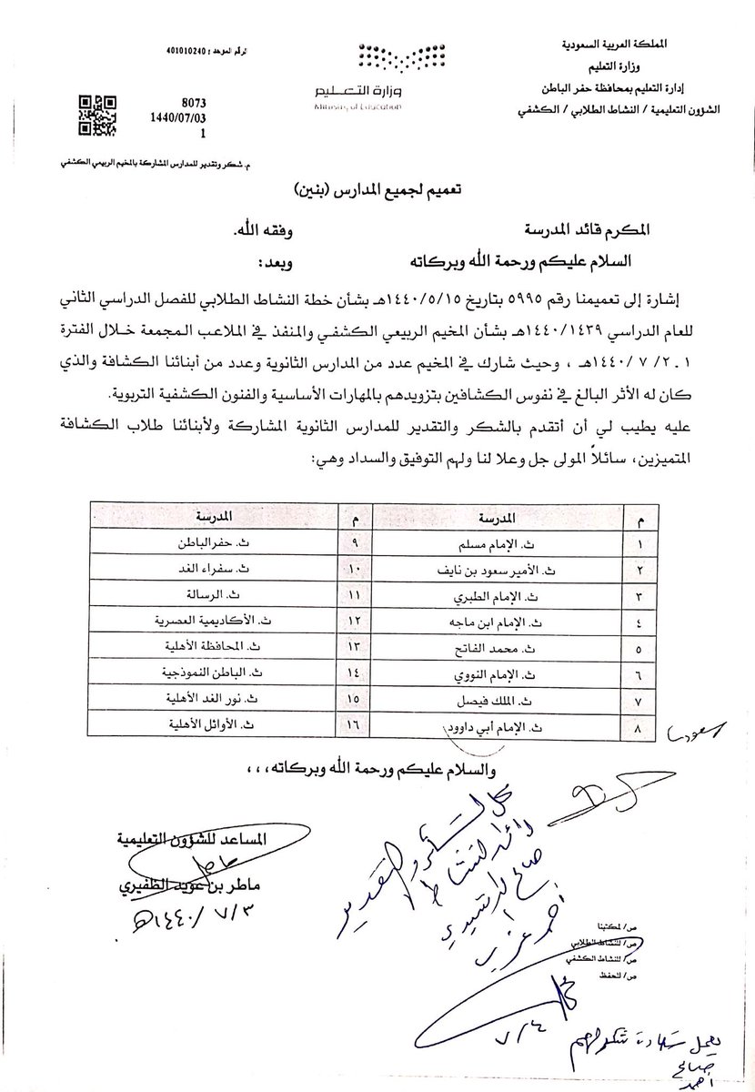 SofraAlghad's tweet photo. #الملف_الاعلامي_وزاره_التعليم 
#النشاط_الطل��بي 
شكر وتقدير لثانوية سفراء الغد لمشاركتها الفعالة في المخيم الربيعي الكشفي المنفذ في الملاعب المجمعة @hafr_private https://t.co/ZRZpuPhboo